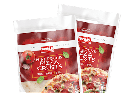 Weis mini round pizza crusts packaging