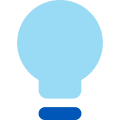 Lightbulb graphic in blue